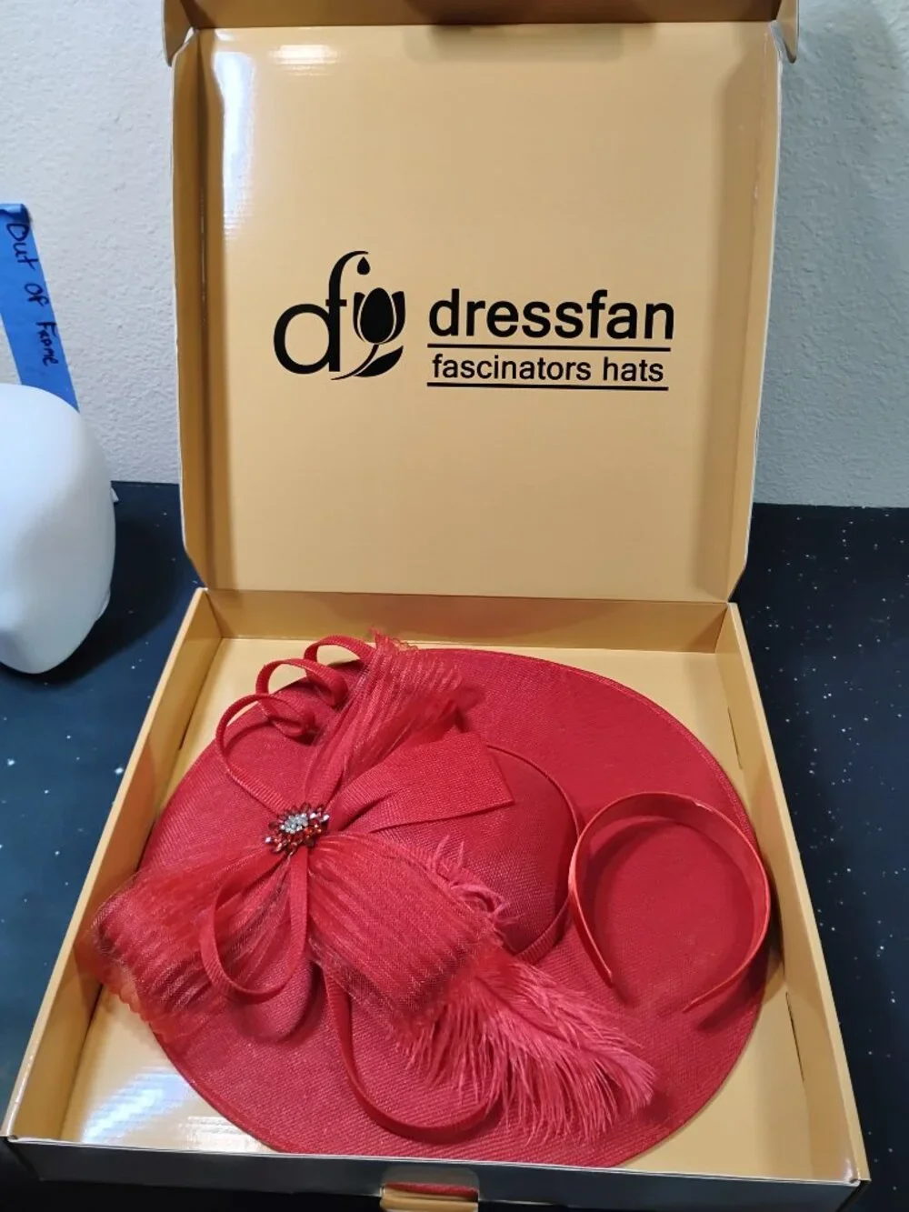 Red Dressfan Fascinator Hat Headband Wedding Tea Party Kentucky Derby Bridal